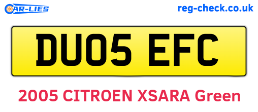 DU05EFC are the vehicle registration plates.