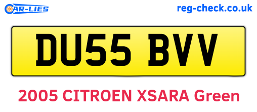 DU55BVV are the vehicle registration plates.
