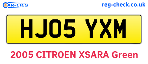 HJ05YXM are the vehicle registration plates.