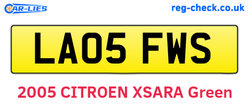 LA05FWS are the vehicle registration plates.