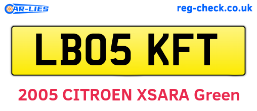 LB05KFT are the vehicle registration plates.