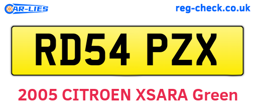 RD54PZX are the vehicle registration plates.
