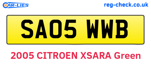 SA05WWB are the vehicle registration plates.