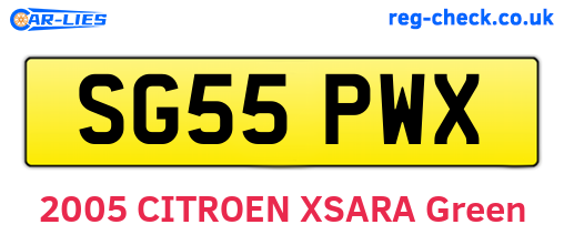 SG55PWX are the vehicle registration plates.