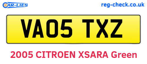 VA05TXZ are the vehicle registration plates.
