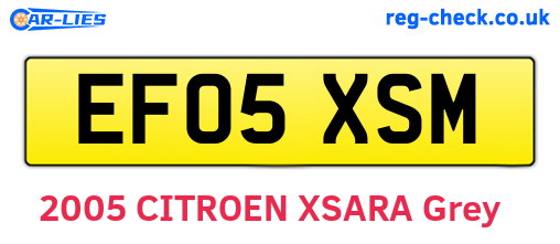 EF05XSM are the vehicle registration plates.
