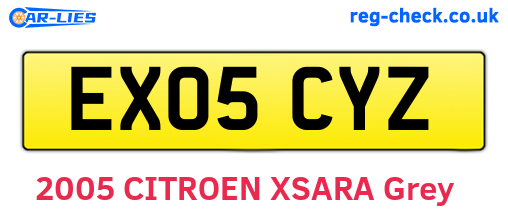 EX05CYZ are the vehicle registration plates.