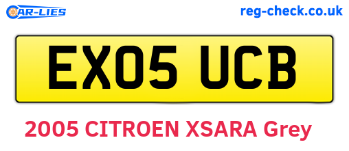 EX05UCB are the vehicle registration plates.