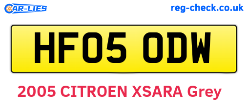HF05ODW are the vehicle registration plates.