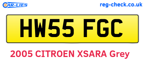 HW55FGC are the vehicle registration plates.