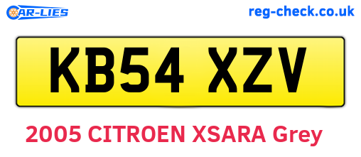KB54XZV are the vehicle registration plates.