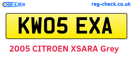 KW05EXA are the vehicle registration plates.