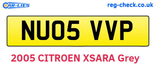NU05VVP are the vehicle registration plates.