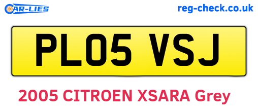 PL05VSJ are the vehicle registration plates.