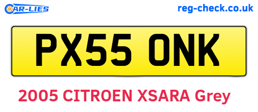 PX55ONK are the vehicle registration plates.