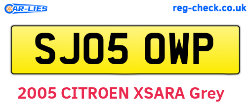 SJ05OWP are the vehicle registration plates.