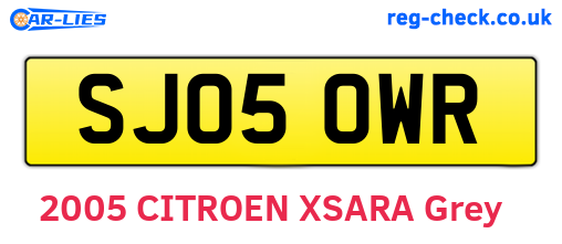 SJ05OWR are the vehicle registration plates.