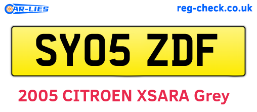 SY05ZDF are the vehicle registration plates.