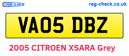VA05DBZ are the vehicle registration plates.