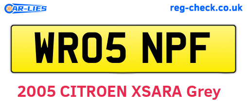 WR05NPF are the vehicle registration plates.