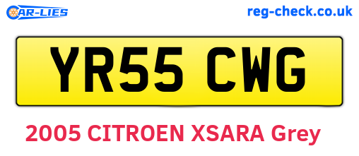 YR55CWG are the vehicle registration plates.