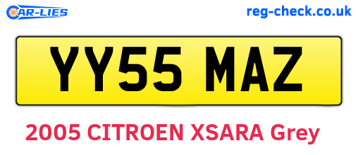 YY55MAZ are the vehicle registration plates.