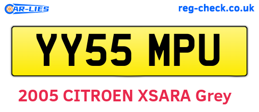 YY55MPU are the vehicle registration plates.