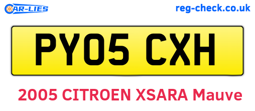 PY05CXH are the vehicle registration plates.