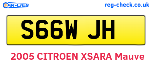 S66WJH are the vehicle registration plates.