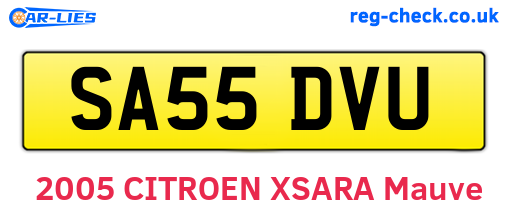 SA55DVU are the vehicle registration plates.