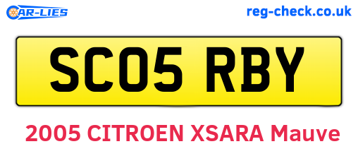 SC05RBY are the vehicle registration plates.