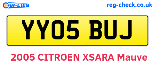YY05BUJ are the vehicle registration plates.
