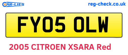 FY05OLW are the vehicle registration plates.