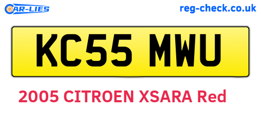 KC55MWU are the vehicle registration plates.