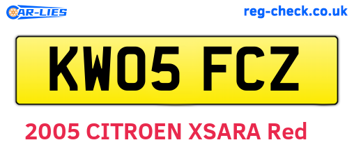 KW05FCZ are the vehicle registration plates.