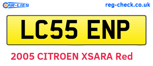 LC55ENP are the vehicle registration plates.