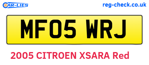 MF05WRJ are the vehicle registration plates.