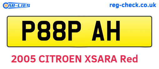 P88PAH are the vehicle registration plates.