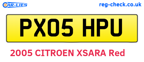 PX05HPU are the vehicle registration plates.