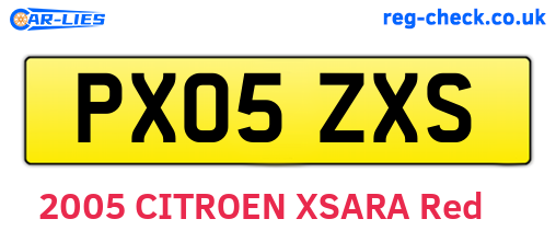 PX05ZXS are the vehicle registration plates.