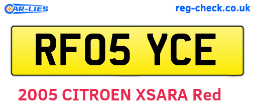 RF05YCE are the vehicle registration plates.