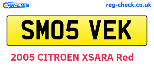 SM05VEK are the vehicle registration plates.