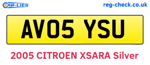 AV05YSU are the vehicle registration plates.