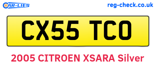 CX55TCO are the vehicle registration plates.