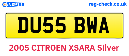 DU55BWA are the vehicle registration plates.