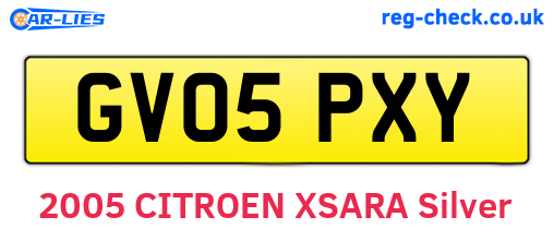 GV05PXY are the vehicle registration plates.