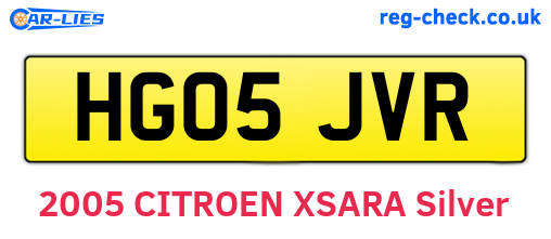 HG05JVR are the vehicle registration plates.