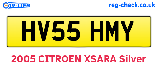 HV55HMY are the vehicle registration plates.