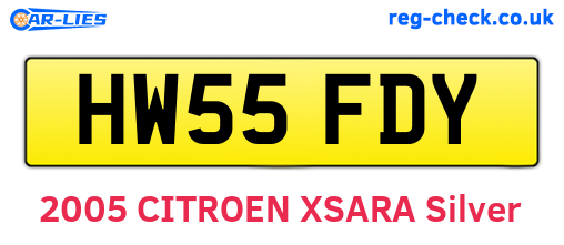HW55FDY are the vehicle registration plates.