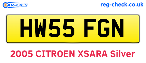 HW55FGN are the vehicle registration plates.